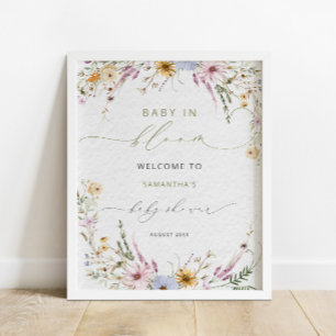 Baby in Bloom Wildblume Kinderdusche Willkommen Poster