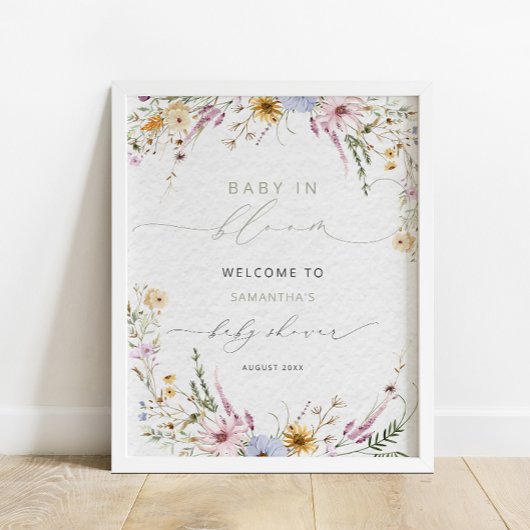 Baby in Bloom Wildblume Kinderdusche Willkommen Poster