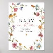 Baby in Bloom Wildblume Kinderdusche willkommen Poster (Vorne)