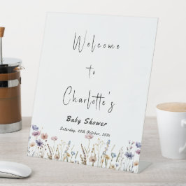 Baby in Bloom Wildblume Kinderdusche willkommen Sockelschild