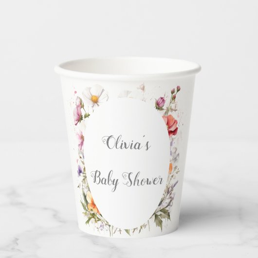 Baby in Bloom Wildblume Lilac Babydusche Pappbecher (Vorderseite)