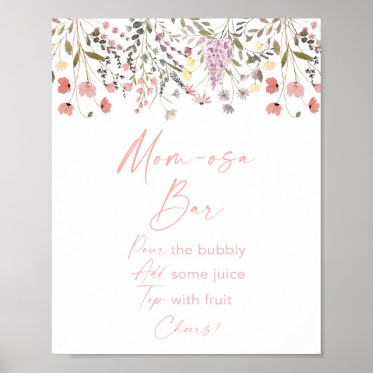Baby in Bloom Wildblume Mimosa Bar Sign Poster (Vorne)