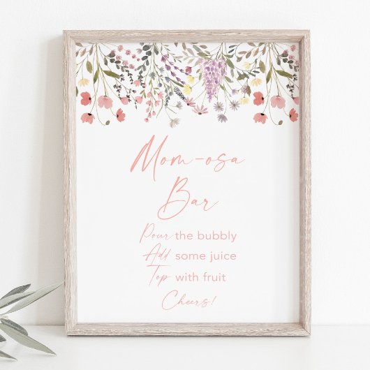 Baby in Bloom Wildblume Mimosa Bar Sign Poster