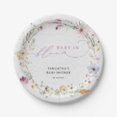 Baby in Bloom Wildblume Moderne Babydusche Pappteller (Vorderseite)