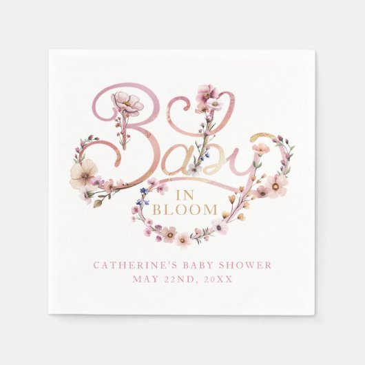 Baby in Bloom Wildblume Napkins - Dusty Pink Wate Serviette (Vorderseite)