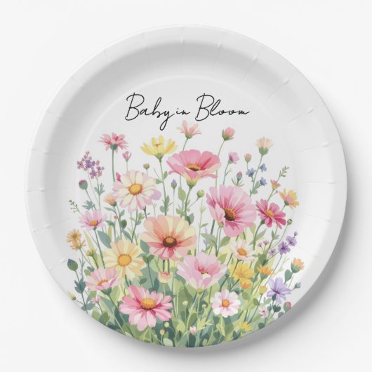Baby in Bloom Wildblume Pappteller (Vorderseite)