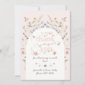 Baby in Bloom Wildblume Pink Girl Babydusche Dankeskarte (Vorderseite)