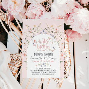 Baby in Bloom Wildblume Pink Girl Babydusche Einladung