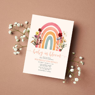 Baby in Bloom Wildblume Rainbow Girl Baby Shower Einladung