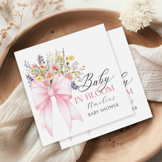 Baby in Bloom Wildblume Rosa Bow Babydusche Serviette