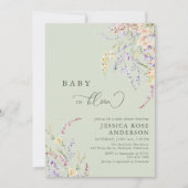 Baby in Bloom Wildblume Sage Green Baby Dusche Einladung (Vorderseite)