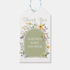 Baby in Bloom Wildblume Sage Green Baby Dusche Geschenkanhänger