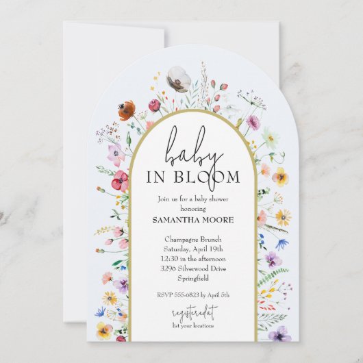 Baby in Bloom Wildblumen Babydusche Arsch oben Einladung (Vorderseite)