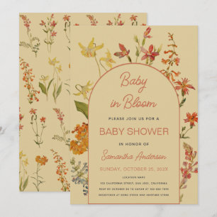 Baby in Bloom Wildblumen Blumen Vintage Dusche Einladung