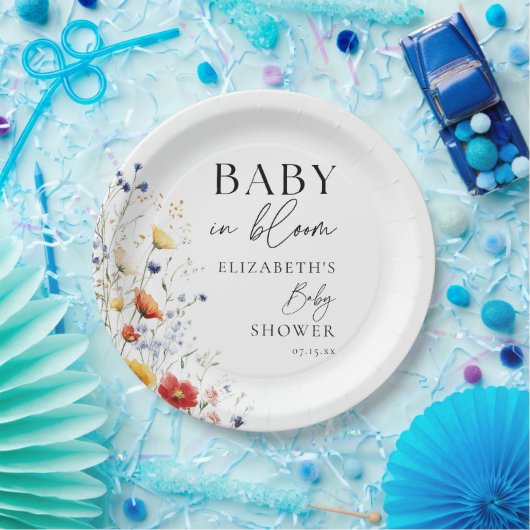 Baby in Bloom Wildblumen Blumenspülung Pappteller (Party)