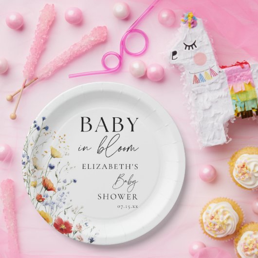 Baby in Bloom Wildblumen Blumenspülung Pappteller (Party)