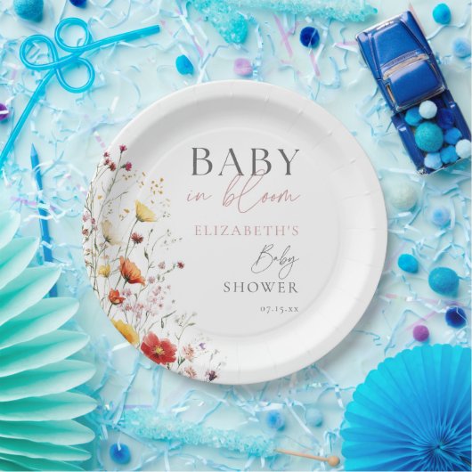 Baby in Bloom Wildblumen Blumenspülung Pappteller (Party)