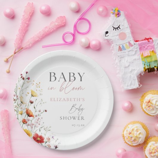 Baby in Bloom Wildblumen Blumenspülung Pappteller (Party)