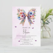 Baby in Bloom Wildblumen Bow Girl Baby Shower Einladung (Stehend Vorderseite)