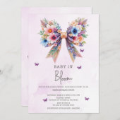 Baby in Bloom Wildblumen Bow Girl Baby Shower Einladung (Vorne/Hinten)