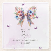 Baby in Bloom Wildblumen Bow Girl Baby Shower Glasuntersetzer (Vorderseite)