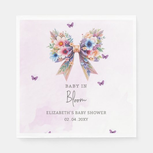 Baby in Bloom Wildblumen Bow Girl Baby Shower Serviette (Vorderseite)