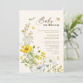 Baby in Bloom Wildblumen Butterflies Babydusche Einladung (Stehend Vorderseite)