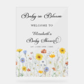 Baby in Bloom Wildblumen Kinderdusche Willkommen Acrylschild (Vorderseite)