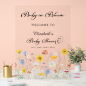 Baby in Bloom Wildblumen Kinderdusche Willkommen Acrylschild (Hochzeit)
