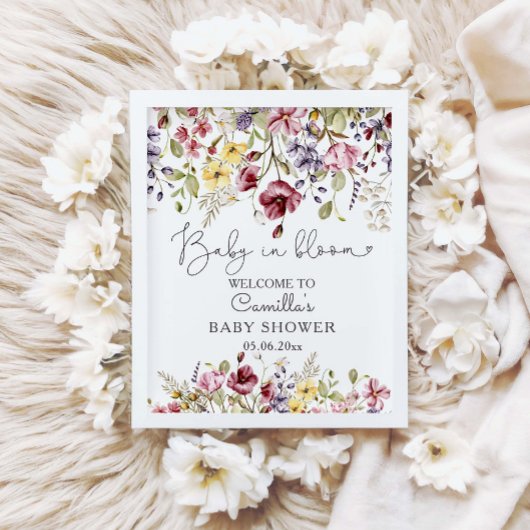 Baby in Bloom Wildblumen Kinderdusche willkommen Poster