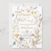 Baby in Bloom Wildblumen Kinderduschgarten Einladung (Vorderseite)