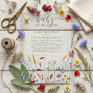 Baby in Bloom Wildblumenwiese Baby Shower Acryleinladungen