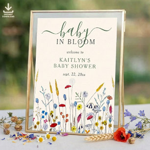 Baby in Bloom Wildblumenwiese Baby Shower Poster
