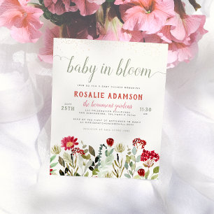 Baby in Bloom   Wilde Blume & Grünzeug-Baby-Party Postkarte