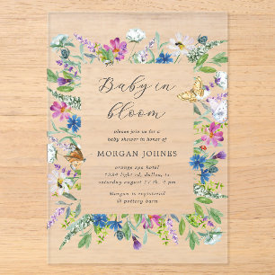 Baby in Bloom Wildflower-Baby-Party Acryleinladungen