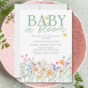 Baby in Bloom Wildflower-Baby-Party Einladung