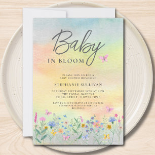 Baby in Bloom Wildflower-Baby-Party Einladung