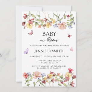 Baby in Bloom Wildflower-Baby-Party Einladung
