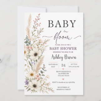 Baby in Bloom Wildflower Baby Shower Einladung
