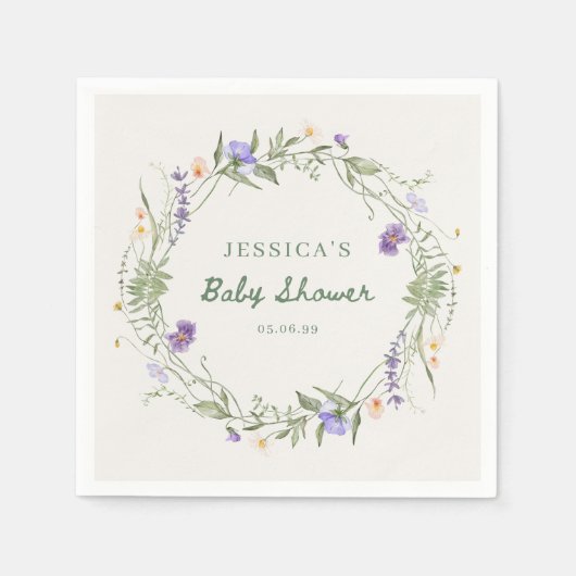 Baby in Bloom Wildflower Baby Shower Napkins Serviette (Vorderseite)