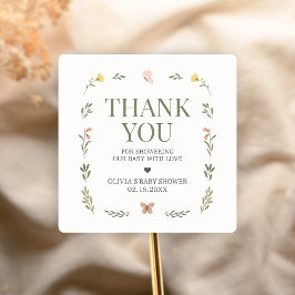 Baby in Bloom Wildflower Baby Shower Quadratischer Aufkleber