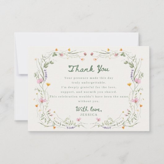 Baby in Bloom Wildflower Baby Shower Thank You Car Einladung (Vorderseite)