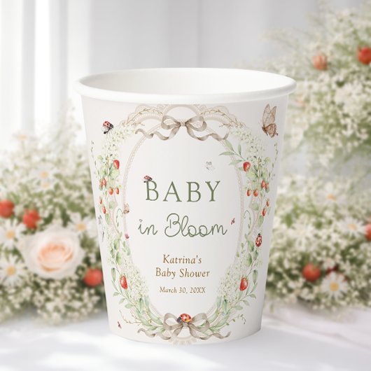 Baby in Bloom Wildflower Bow Baby Shower Pappbecher