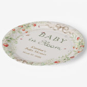 Baby in Bloom Wildflower Bow Baby Shower Pappteller (Schrägansicht)