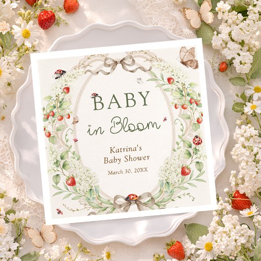 Baby in Bloom Wildflower Bow Baby Shower Serviette