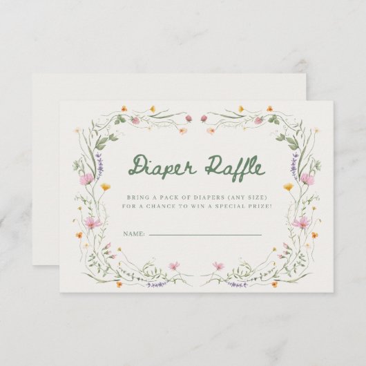 Baby in Bloom Wildflower Diaper Raffle Card Einladung (Vorne/Hinten)