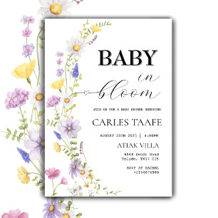 Baby in Bloom Wildflower Florale Babyparty  Einladung