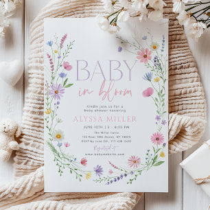 Baby in Bloom Wildflower-Kranz Baby-Empfangsfeier Einladung