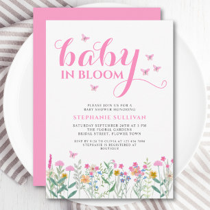 Baby in Bloom Wildflower Mädchen-Baby-Party Einladung