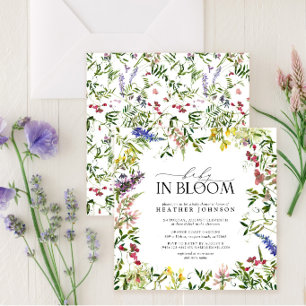 Baby in Bloom Wildflower Mädchen Baby Shower Einladung